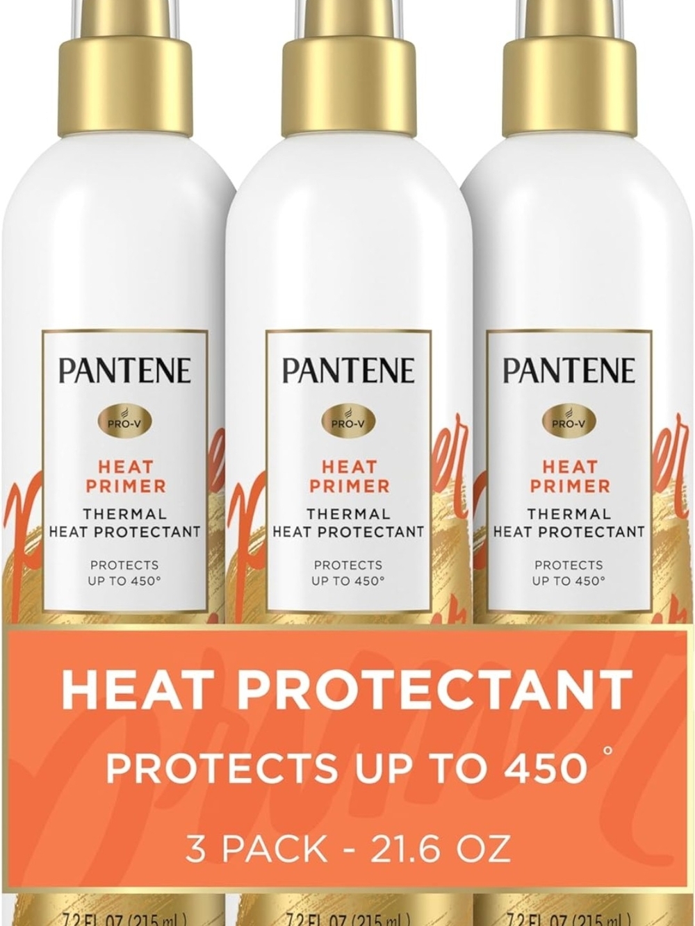 3 Pantene Heat Primer Thermal Heat Protectant Spray - White & Gold